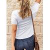 imageBTFBM Women 2025 Summer Henley Tunic Top V Neck Short Sleeve Button UP Solid Slim Fit Casual Ribbed Knit Shirt BlousesWhite