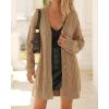 imageBTFBM Cable Knit Oversized Cardigan Sweaters for Women Trendy 2025 Fall Button Up Long Sleeve Winter Coat CardigansKhaki
