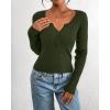 imageBTFBM Fall Sweaters for Women 2025 Lightweight Long Sleeve Henley Shirts Button Up Knit Basic Slim Fit Going Out TopsArmy Green