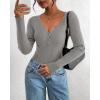 imageBTFBM Fall Sweaters for Women 2025 Lightweight Long Sleeve Henley Shirts Button Up Knit Basic Slim Fit Going Out TopsGrey