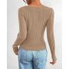 imageBTFBM Fall Sweaters for Women 2025 Lightweight Long Sleeve Henley Shirts Button Up Knit Basic Slim Fit Going Out TopsKhaki