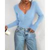 imageBTFBM Fall Sweaters for Women 2025 Lightweight Long Sleeve Henley Shirts Button Up Knit Basic Slim Fit Going Out TopsLight Blue