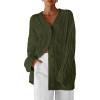 imageBTFBM Cable Knit Oversized Cardigan Sweaters for Women Trendy 2025 Fall Button Up Long Sleeve Winter Coat CardigansArmy Green