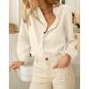 imageBTFBM Long Sleeve Shirts for Women Fall Outfits 2025 Dressy Casual Ruffle Button Down Shirt Loose Vacation Blouses TopsBeige White