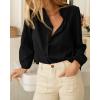 imageBTFBM Long Sleeve Shirts for Women Fall Outfits 2025 Dressy Casual Ruffle Button Down Shirt Loose Vacation Blouses TopsBlack