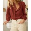 imageBTFBM Long Sleeve Shirts for Women Fall Outfits 2025 Dressy Casual Ruffle Button Down Shirt Loose Vacation Blouses TopsBrick Red