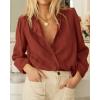 imageBTFBM Long Sleeve Shirts for Women Fall Outfits 2025 Dressy Casual Ruffle Button Down Shirt Loose Vacation Blouses TopsBrick Red