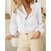imageBTFBM Long Sleeve Shirts for Women Fall Outfits 2025 Dressy Casual Ruffle Button Down Shirt Loose Vacation Blouses TopsWhite