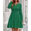 imageBTFBM Mini Dresses for Women 2025 Casual Lightweight Long Sleeve V Neck A Line Elastic Waist Party Holiday DressDark Green