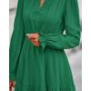 imageBTFBM Mini Dresses for Women 2025 Casual Lightweight Long Sleeve V Neck A Line Elastic Waist Party Holiday DressDark Green