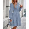 imageBTFBM Mini Dresses for Women 2025 Casual Lightweight Long Sleeve V Neck A Line Elastic Waist Party Holiday DressDusty Blue