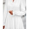 imageBTFBM Mini Dresses for Women 2025 Casual Lightweight Long Sleeve V Neck A Line Elastic Waist Party Holiday DressWhite