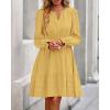 imageBTFBM Mini Dresses for Women 2025 Casual Lightweight Long Sleeve V Neck A Line Elastic Waist Party Holiday DressYellow