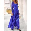 imageBTFBM Women Maxi Dress Fall 2025 Fashion Elegant Long Sleeve Square Neck Floral Print Party Club Wedding Guest DressesBlue Watercolour