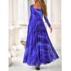 imageBTFBM Women Maxi Dress Fall 2025 Fashion Elegant Long Sleeve Square Neck Floral Print Party Club Wedding Guest DressesBlue Watercolour