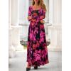 imageBTFBM Women Maxi Dress Fall 2025 Fashion Elegant Long Sleeve Square Neck Floral Print Party Club Wedding Guest DressesFloral Black Rose Red