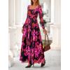 imageBTFBM Women Maxi Dress Fall 2025 Fashion Elegant Long Sleeve Square Neck Floral Print Party Club Wedding Guest DressesFloral Black Rose Red