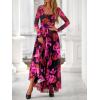 imageBTFBM Women Maxi Dress Fall 2025 Fashion Elegant Long Sleeve Square Neck Floral Print Party Club Wedding Guest DressesFloral Black Rose Red