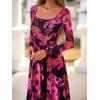 imageBTFBM Women Maxi Dress Fall 2025 Fashion Elegant Long Sleeve Square Neck Floral Print Party Club Wedding Guest DressesFloral Black Rose Red