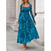 imageBTFBM Women Maxi Dress Fall 2025 Fashion Elegant Long Sleeve Square Neck Floral Print Party Club Wedding Guest DressesFloral Blue Green