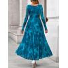 imageBTFBM Women Maxi Dress Fall 2025 Fashion Elegant Long Sleeve Square Neck Floral Print Party Club Wedding Guest DressesFloral Blue Green