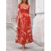 imageBTFBM Women Maxi Dress Fall 2025 Fashion Elegant Long Sleeve Square Neck Floral Print Party Club Wedding Guest DressesFloral Brick Red