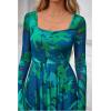 imageBTFBM Women Maxi Dress Fall 2025 Fashion Elegant Long Sleeve Square Neck Floral Print Party Club Wedding Guest DressesFloral Green