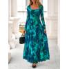imageBTFBM Women Maxi Dress Fall 2025 Fashion Elegant Long Sleeve Square Neck Floral Print Party Club Wedding Guest DressesFloral Lake Blue