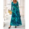 imageBTFBM Women Maxi Dress Fall 2025 Fashion Elegant Long Sleeve Square Neck Floral Print Party Club Wedding Guest DressesFloral Lake Blue