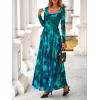 imageBTFBM Women Maxi Dress Fall 2025 Fashion Elegant Long Sleeve Square Neck Floral Print Party Club Wedding Guest DressesFloral Lake Blue