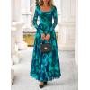 imageBTFBM Women Maxi Dress Fall 2025 Fashion Elegant Long Sleeve Square Neck Floral Print Party Club Wedding Guest DressesFloral Lake Blue