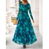 imageBTFBM Women Maxi Dress Fall 2025 Fashion Elegant Long Sleeve Square Neck Floral Print Party Club Wedding Guest DressesFloral Lake Blue