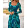 imageBTFBM Women Maxi Dress Fall 2025 Fashion Elegant Long Sleeve Square Neck Floral Print Party Club Wedding Guest DressesFloral Lake Blue