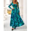 imageBTFBM Women Maxi Dress Fall 2025 Fashion Elegant Long Sleeve Square Neck Floral Print Party Club Wedding Guest DressesFloral Lake Blue