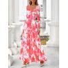 imageBTFBM Women Maxi Dress Fall 2025 Fashion Elegant Long Sleeve Square Neck Floral Print Party Club Wedding Guest DressesFloral Light Orange