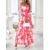 imageBTFBM Women Maxi Dress Fall 2025 Fashion Elegant Long Sleeve Square Neck Floral Print Party Club Wedding Guest DressesFloral Light Orange
