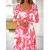 imageBTFBM Women Maxi Dress Fall 2025 Fashion Elegant Long Sleeve Square Neck Floral Print Party Club Wedding Guest DressesFloral Light Orange