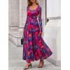 imageBTFBM Women Maxi Dress Fall 2025 Fashion Elegant Long Sleeve Square Neck Floral Print Party Club Wedding Guest DressesFloral Navy Red