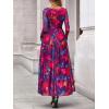imageBTFBM Women Maxi Dress Fall 2025 Fashion Elegant Long Sleeve Square Neck Floral Print Party Club Wedding Guest DressesFloral Navy Red