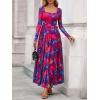 imageBTFBM Women Maxi Dress Fall 2025 Fashion Elegant Long Sleeve Square Neck Floral Print Party Club Wedding Guest DressesFloral Navy Red