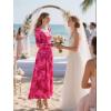 imageBTFBM Women Maxi Dress Fall 2025 Fashion Elegant Long Sleeve Square Neck Floral Print Party Club Wedding Guest DressesFloral Pink