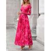 imageBTFBM Women Maxi Dress Fall 2025 Fashion Elegant Long Sleeve Square Neck Floral Print Party Club Wedding Guest DressesFloral Pink