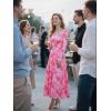 imageBTFBM Women Maxi Dress Fall 2025 Fashion Elegant Long Sleeve Square Neck Floral Print Party Club Wedding Guest DressesFloral Pink Red