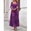 imageBTFBM Women Maxi Dress Fall 2025 Fashion Elegant Long Sleeve Square Neck Floral Print Party Club Wedding Guest DressesFloral Purple