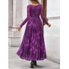imageBTFBM Women Maxi Dress Fall 2025 Fashion Elegant Long Sleeve Square Neck Floral Print Party Club Wedding Guest DressesFloral Purple