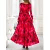 imageBTFBM Women Maxi Dress Fall 2025 Fashion Elegant Long Sleeve Square Neck Floral Print Party Club Wedding Guest DressesFloral Red