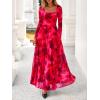 imageBTFBM Women Maxi Dress Fall 2025 Fashion Elegant Long Sleeve Square Neck Floral Print Party Club Wedding Guest DressesFloral Red