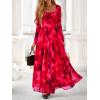 imageBTFBM Women Maxi Dress Fall 2025 Fashion Elegant Long Sleeve Square Neck Floral Print Party Club Wedding Guest DressesFloral Red