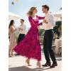 imageBTFBM Women Maxi Dress Fall 2025 Fashion Elegant Long Sleeve Square Neck Floral Print Party Club Wedding Guest DressesFloral Rose Red