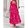 imageBTFBM Women Maxi Dress Fall 2025 Fashion Elegant Long Sleeve Square Neck Floral Print Party Club Wedding Guest DressesFloral Rose Red
